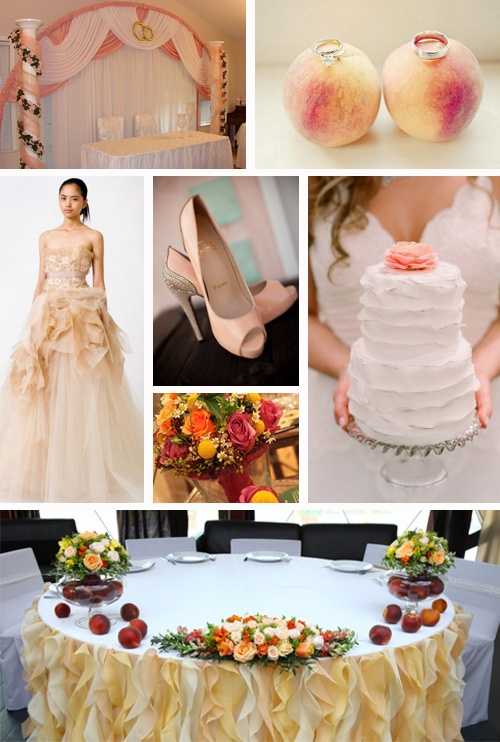 Персиковая свадьба – оформление зала, выбор аксессуаров