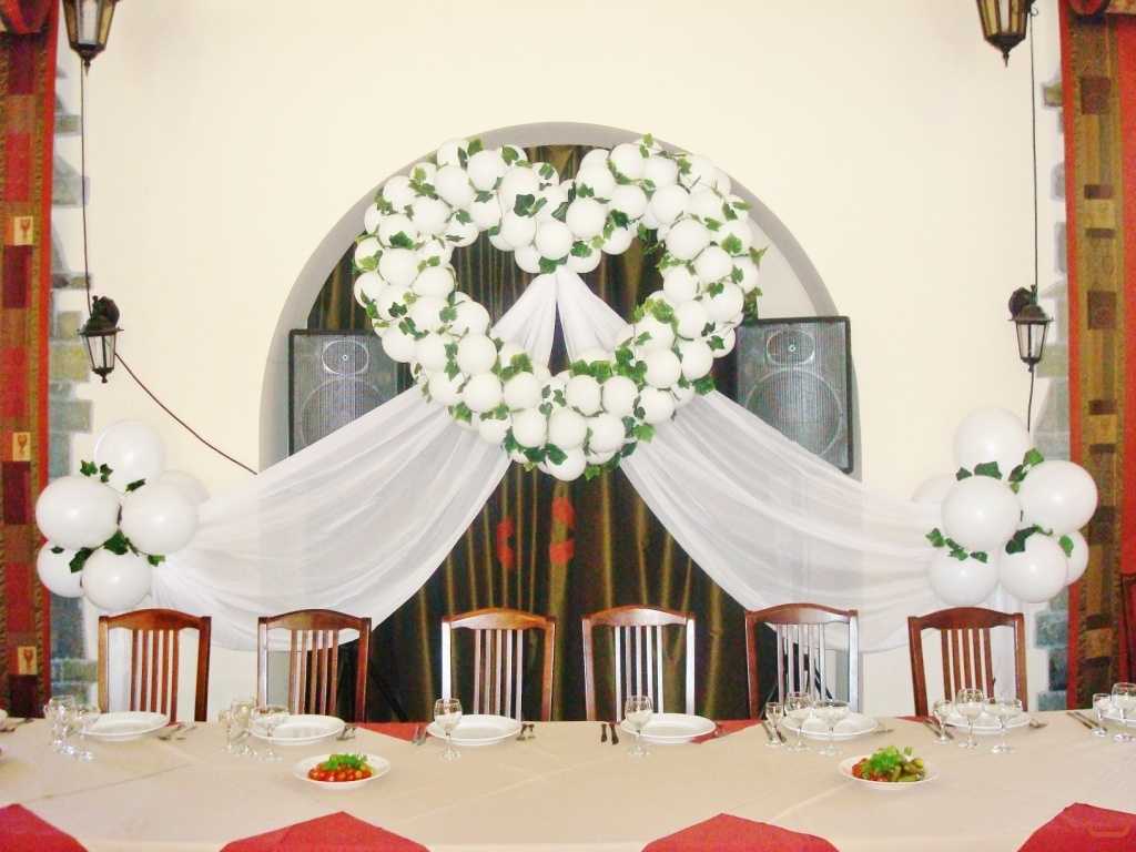 Оригинальные идеи украшения зала на свадьбу шарами