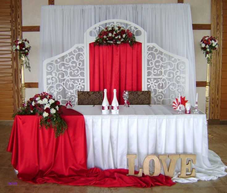 Украшение зала на свадьбу в красном цвете ? с белыми тонами в [2021] — фото оформления