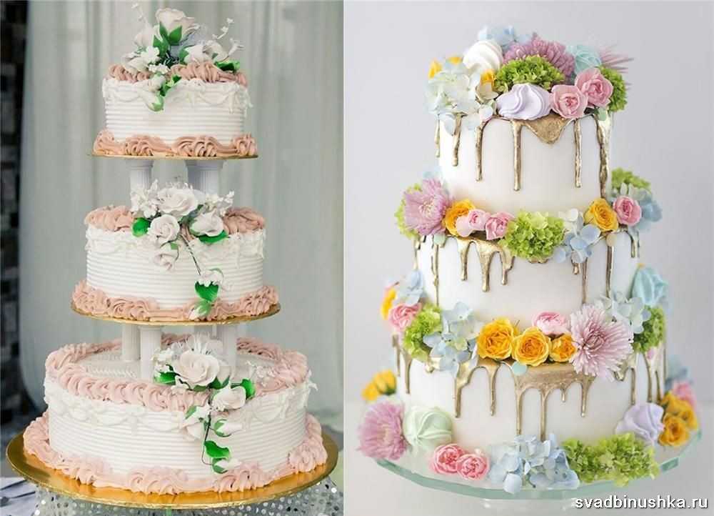 Фото-подборка свадебных тортов без мастики и полезные советы при заказе
