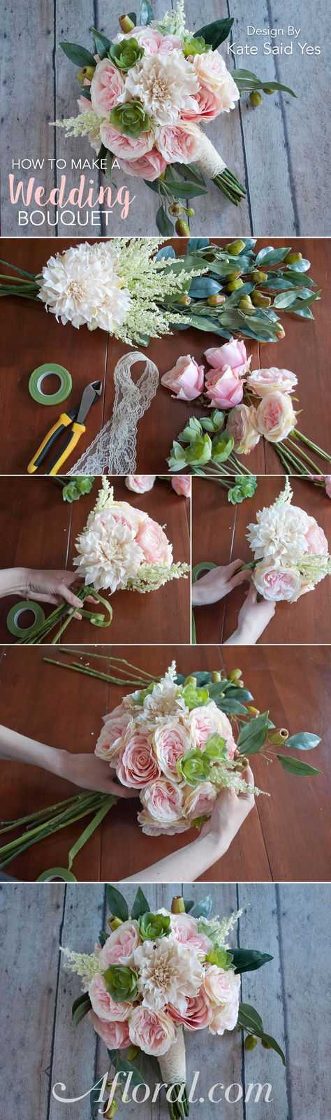 Делаем букет невесты своими руками из живых и искусственных цветов