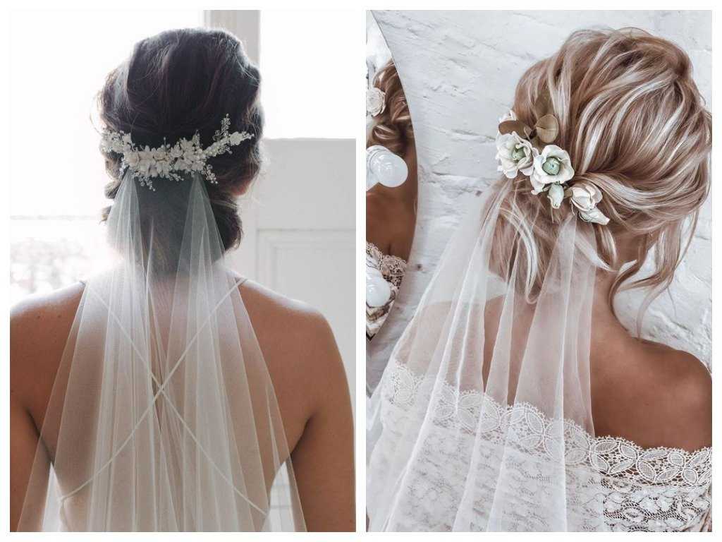 Свадебные прически с фатой на средние волосы (80 фото): идеи без челки и с диадемой для невесты на свадьбу, пучок с короной на длину волос до плеч