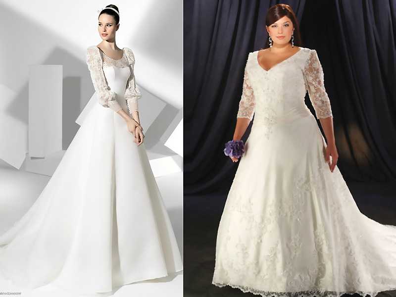 Прямые свадебные платья — с кружевом, рукавами, в пол, со шлейфом