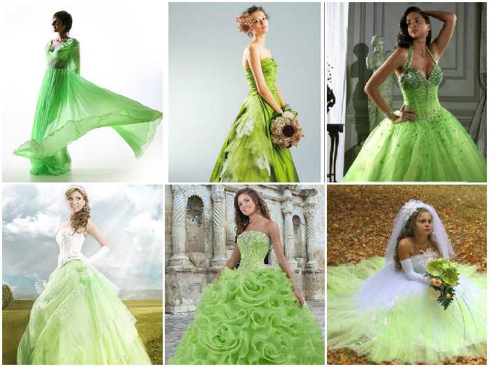 Зеленые свадебные платья: особенности цвета, сочетание с белым (30 фото)
