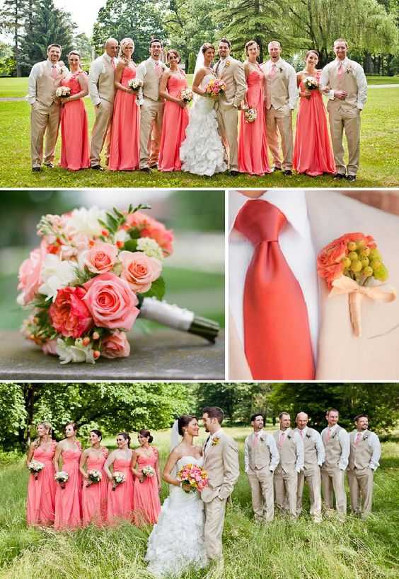 Свадьба в коралловых цветах – фото и идеи для оформления банкетного зала, кортежа, свадебного торта, нарядов жениха и невесты, аксессуаров