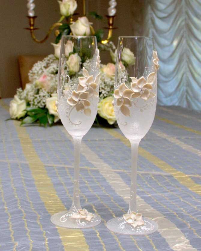 Свадебные бокалы своими руками: роза из полимерной глины