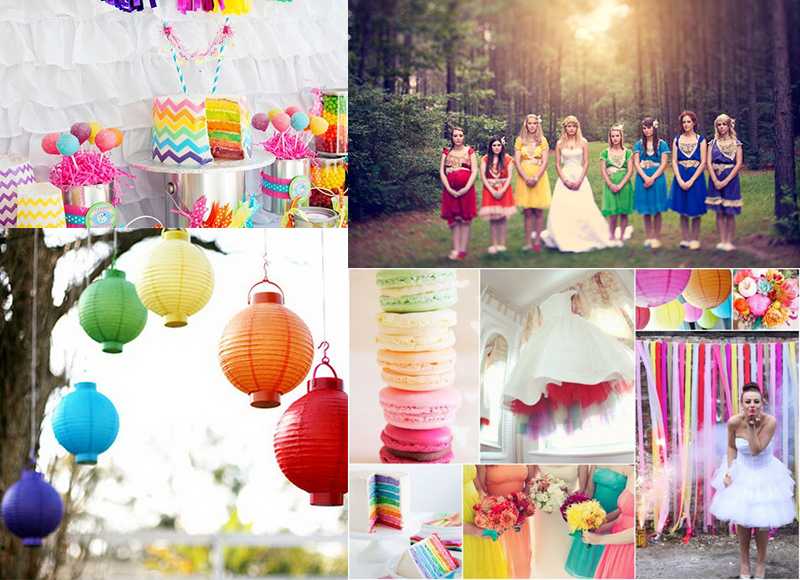 Разноцветная свадьба в стиле радуга - идеи по оформлению