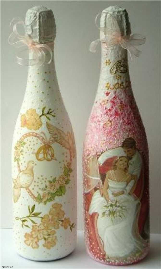 Какую краску используют для покраски свадебных бутылок. яркое оформление бутылок и бокалов на свадьбу