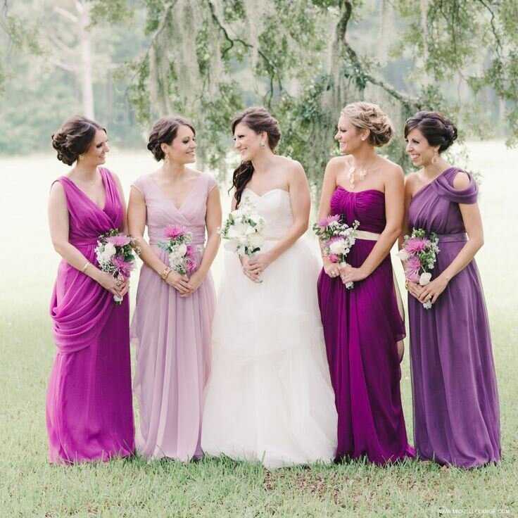 Платье для невесты фиолетового (лилового, лавандового) цвета: как выбрать оттенок