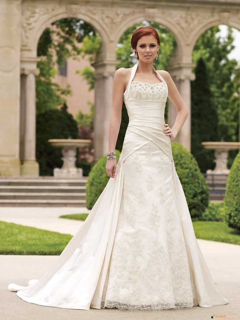 Красивое и нежное свадебное платье цвет айвори