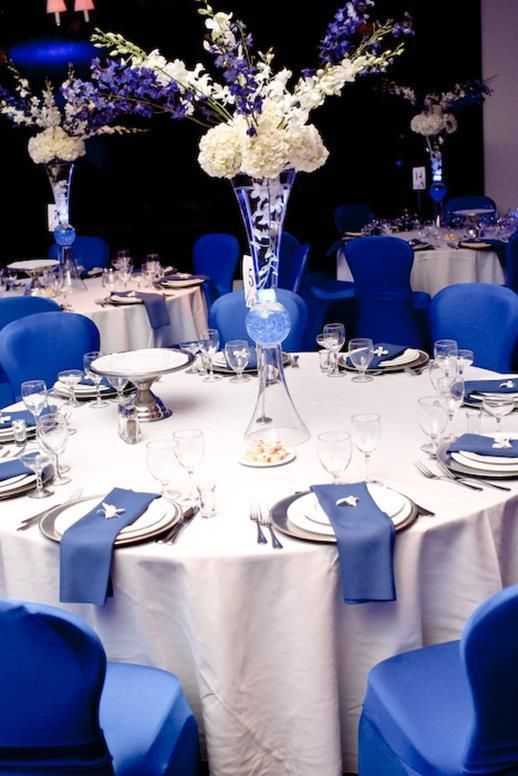 Свадьба в синем цвете: оформление зала, жених и невеста