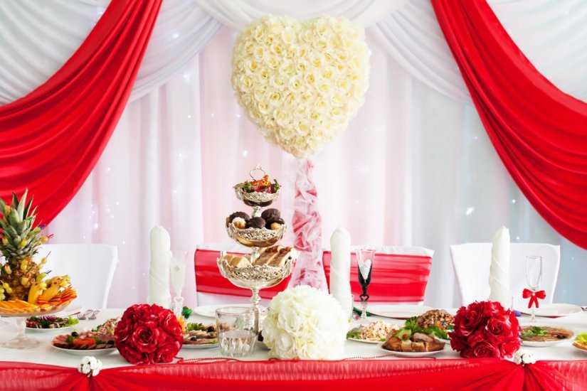 Свадьба в красном цвете: оформление торжества, образы молодоженов