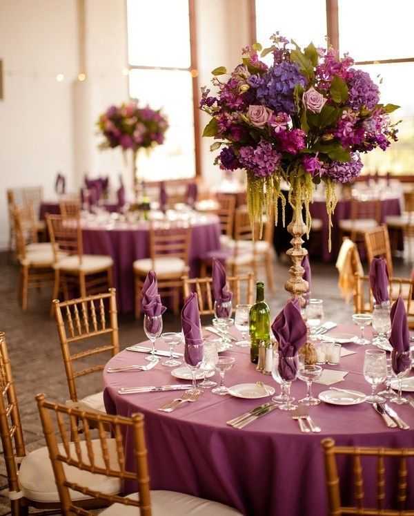 Украшение зала на свадьбу в фиолетовом цвете ?? в [2021] – трендовое оформление
