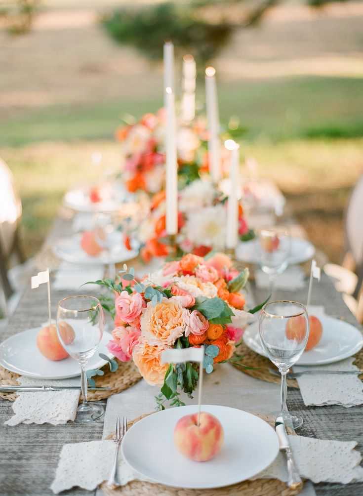Персиковая свадьба: идеи декора, нарядов и десерта