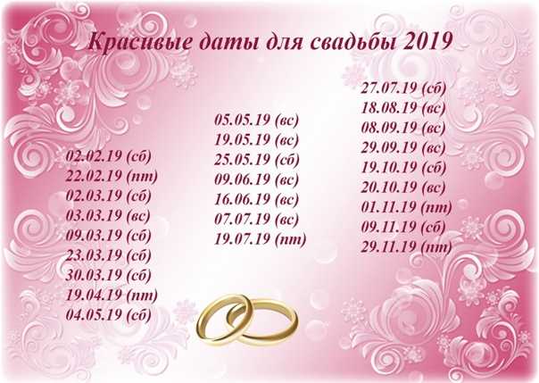 Свадебный ресурс :: статьи :: как выбрать день свадьбы в 2019 году