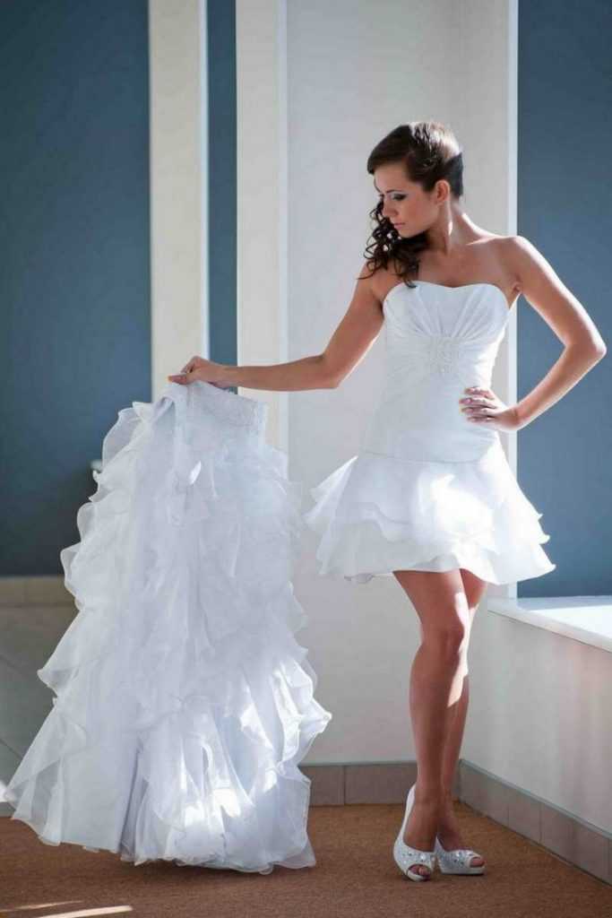 Свадебное платье-трансформер: с отстегивающейся юбкой, из длинного в короткое