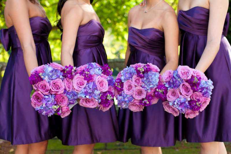 Сине фиолетовое свадебное платье