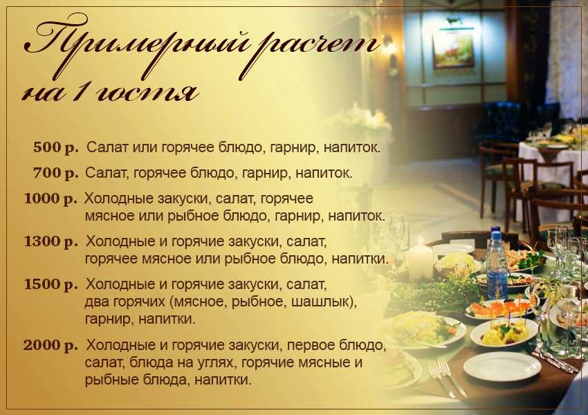 Свадебное меню на 60 человек в ресторане - стол для банкета и примерные рецепты