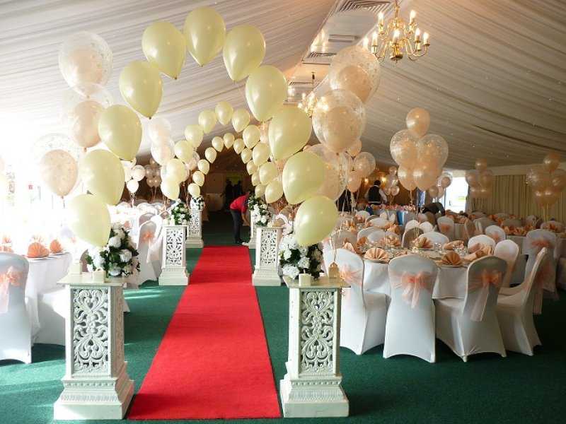 Оригинальные идеи украшения зала на свадьбу шарами