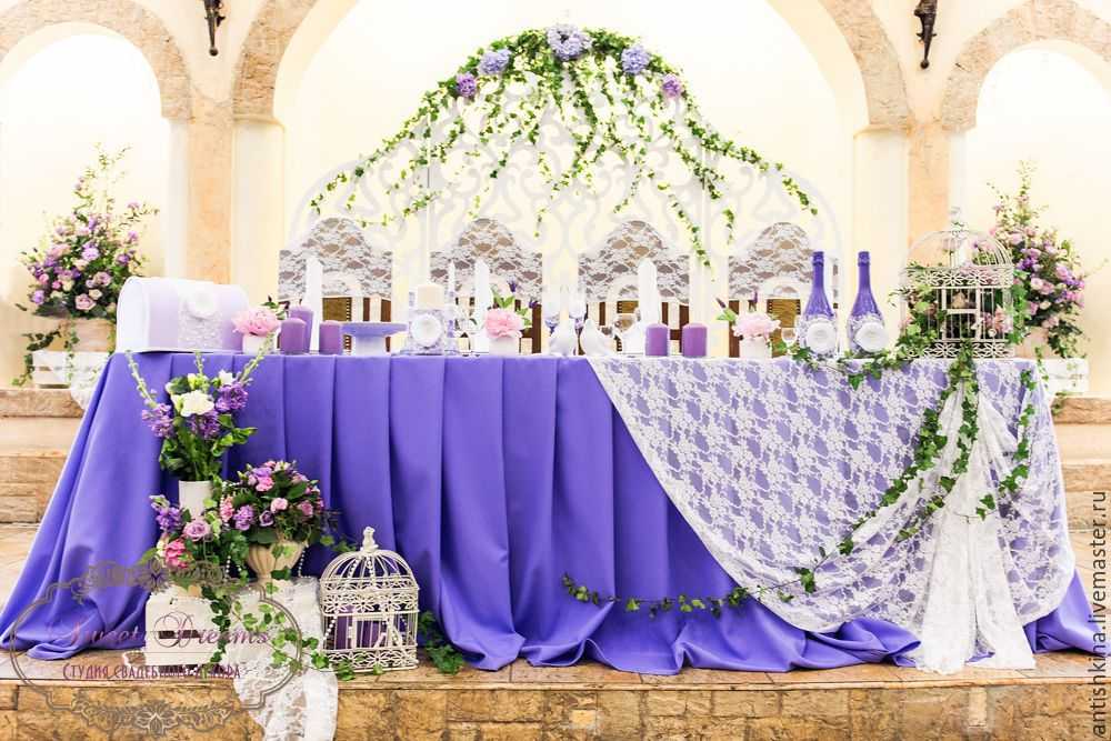 Легкость праздника: украшение зала на свадьбу в сиреневом цвете c фото примеров