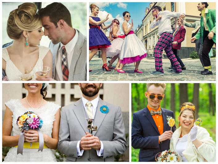 Свадьба в стиле «стиляги»: выбор места и нарядов, дизайнерские идеи и фото оформления торжества, пригласительных, кортежа, конкурсы и идеи для фотосессии
