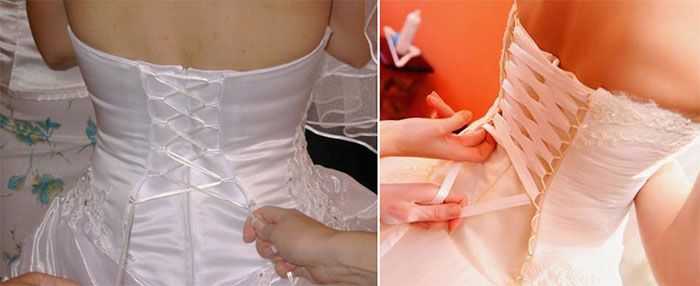 Как шнуровать свадебное платье лентой