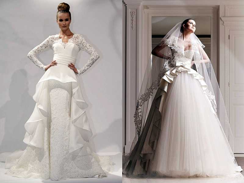 ᐉ свадебное платье с басками, карманами, воланами, трапеция - svadebniy-mir.su